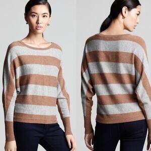 BCBG CAMEL Cashmere wool angora CAMILLE RIBBED DOLMAN SLEEVE SWEATER TOP XS X8